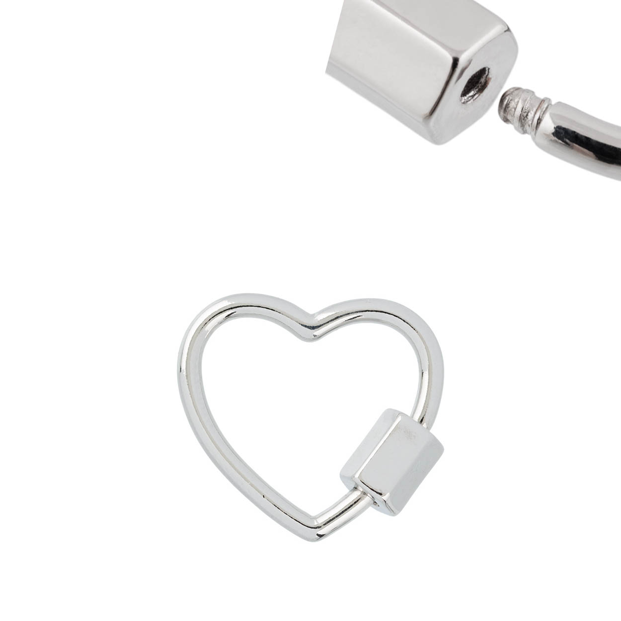 Застежка для бижутерии "Zlatka" карабин FMK-V02 "сердце" 18*19мм цв.01 серебро