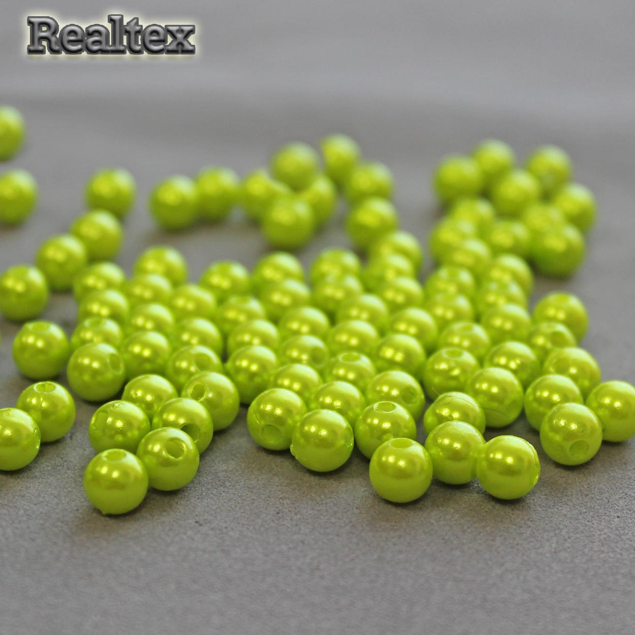 Бусины пластик Realtex  6мм под жемчуг (100гр) цв.017 салатовый