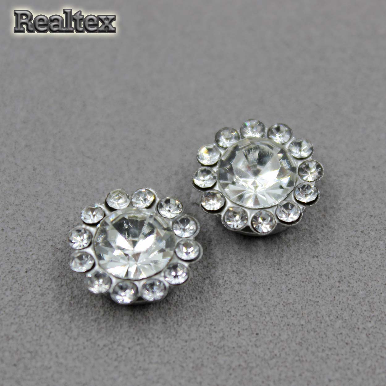 Стразы пришивные стекло в оправе Realtex "цветок" 12мм цв.01 Crystal