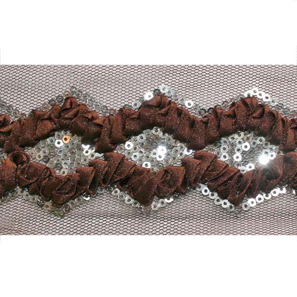 Тесьма с пайетками XDG 474 60мм цв.коричневый