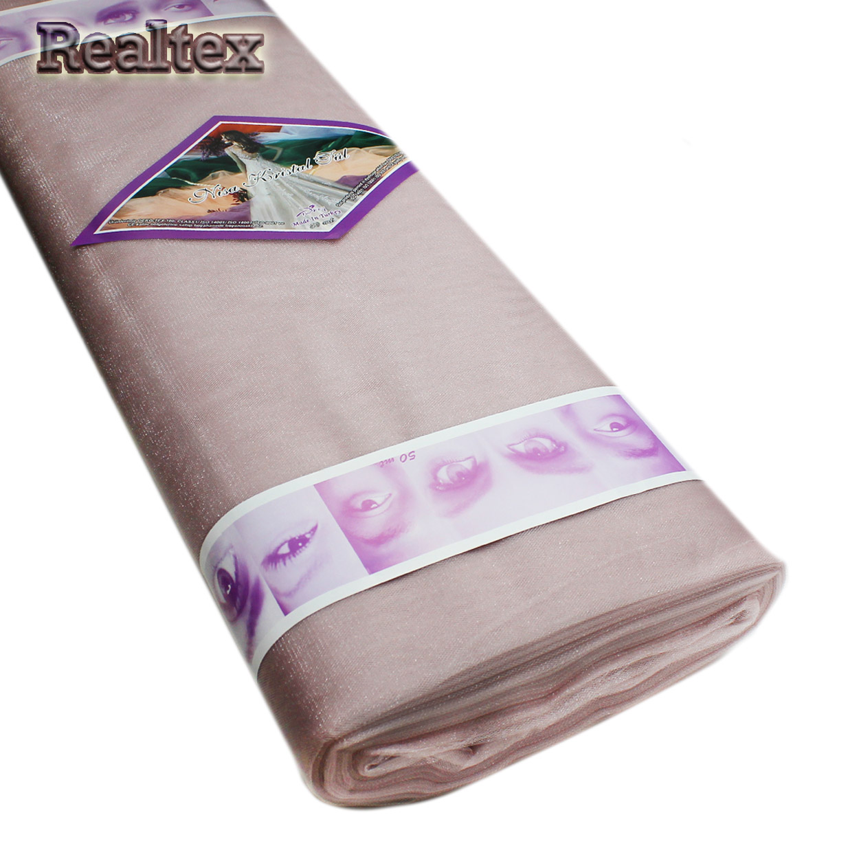 Фатин K.TRM шир.300см блестящий средней жёсткости (50м) цв.89 бело-розовый