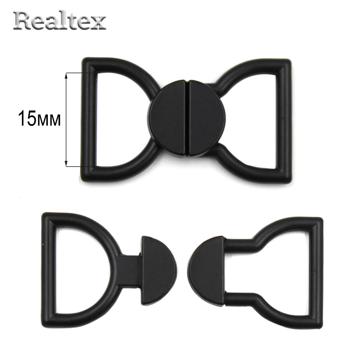 Застежка для купальника металлическая Realtex 15мм 3633 (10шт) цв.черный