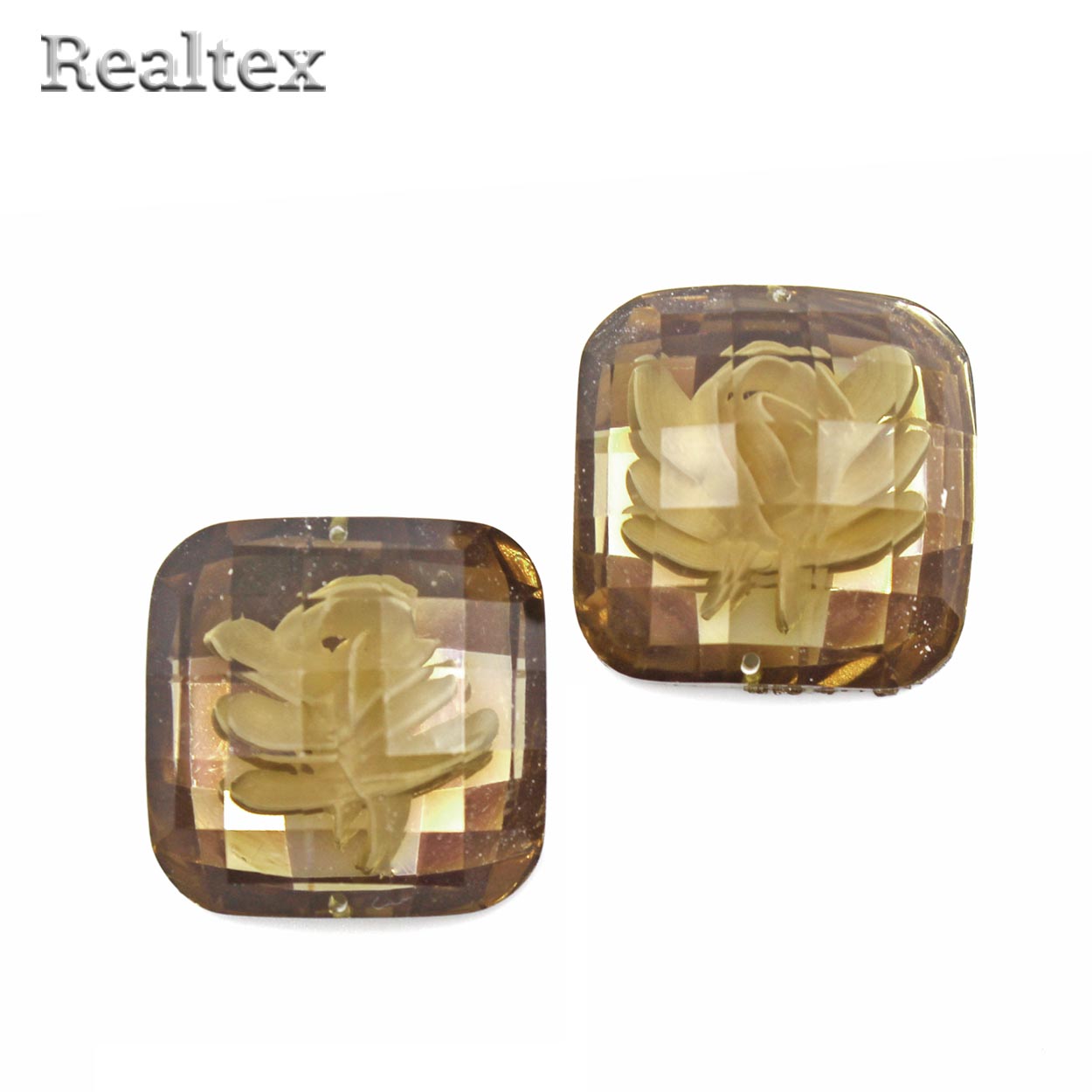 Стразы пластиковые пришивные AB-3 большие цв.бежевый 