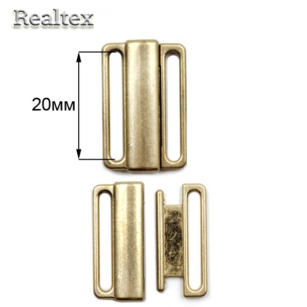 Застежка для купальника металлическая Realtex 20мм (25шт) цв.платина