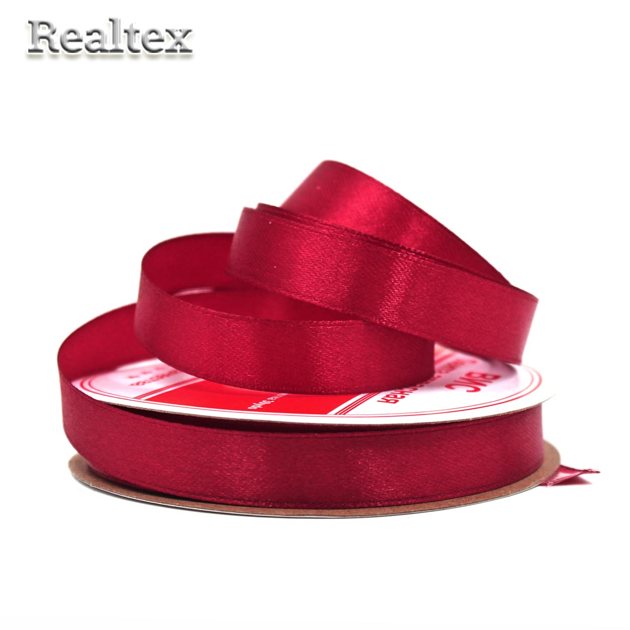 Лента атласная 12мм Realtex (27,4м) цв.064 вишневый