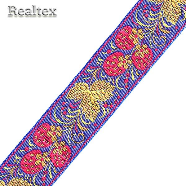 Тесьма жакардовая 32мм с1853г17 рис.9420 (25м) цв.электрик