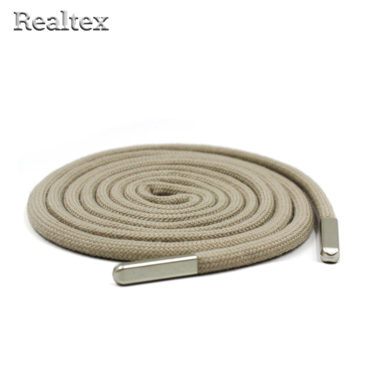 Шнур с наконечниками Realtex R- 8 круглый однотонный шир.6мм дл.140см (10шт) цв.бежевый
