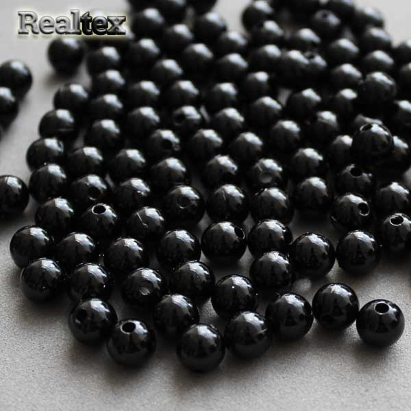 Бусины пластик Реалтекс 12мм под жемчуг (100гр) цв.002 чёрный