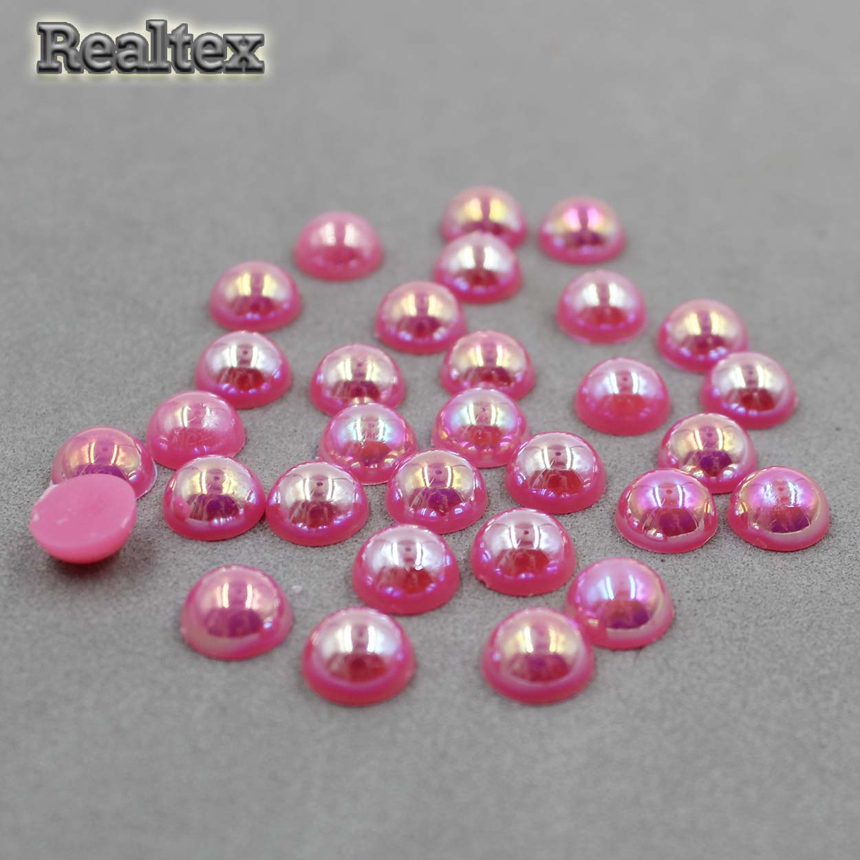 Полу-бусы Realtex  8мм (250гр) цв.АВ ярко-розовый 