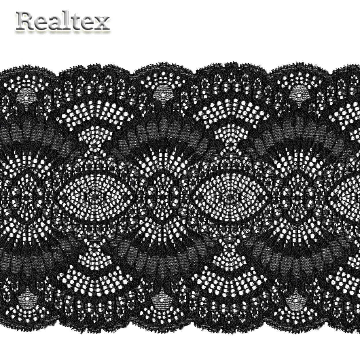 Кружево стрейч 195мм TBY 30239 цв.170 чёрный 