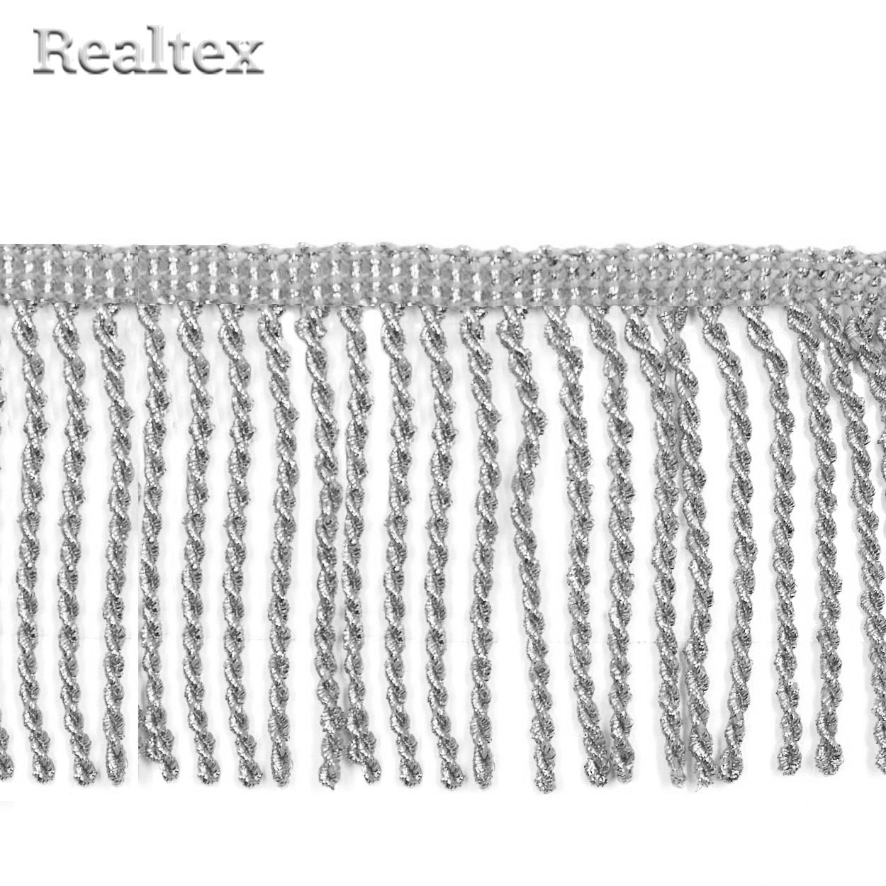 Бахрома Realtex металлизированная 80мм 10460 цв.серебро