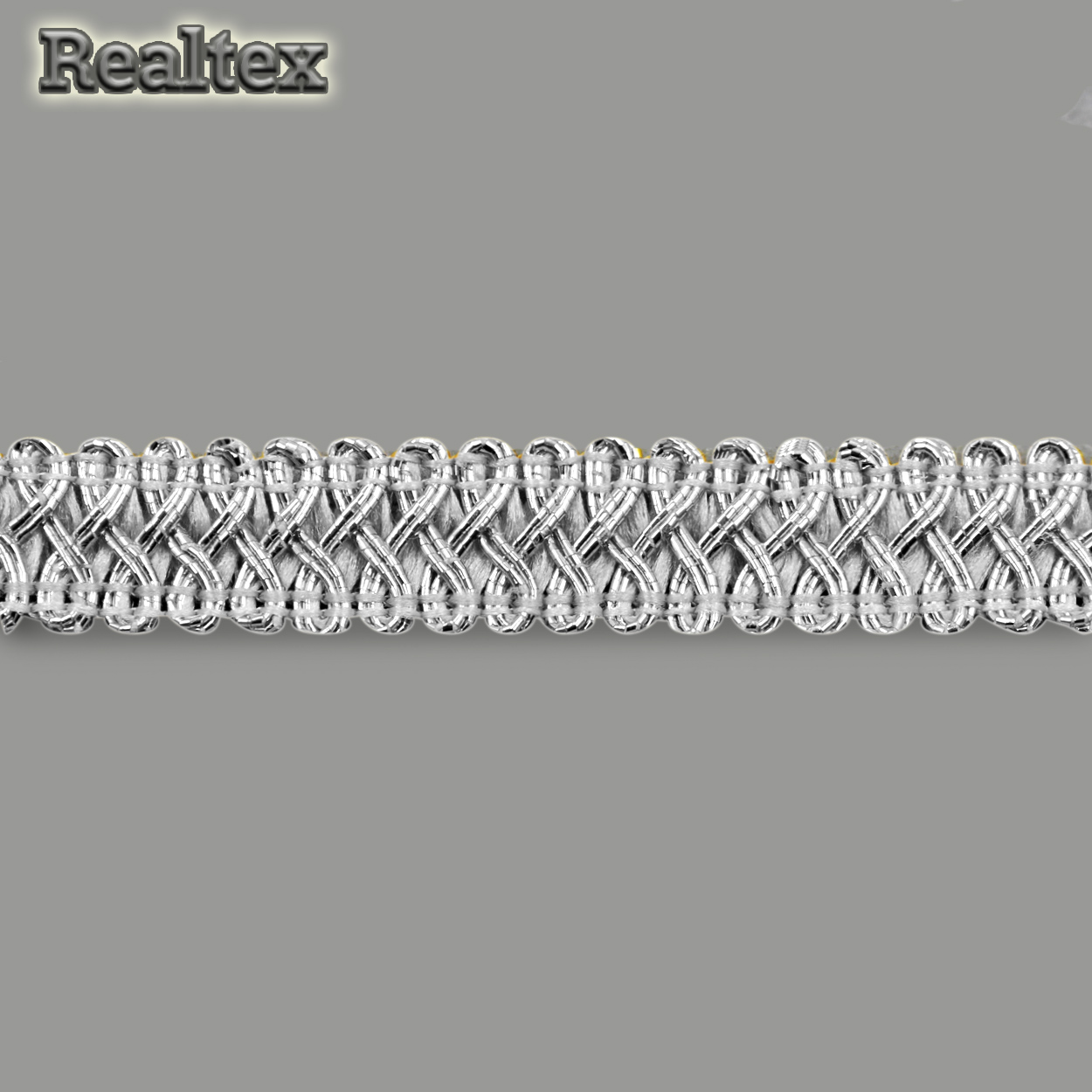 Тесьма Realtex металлизированная "Шанель" 15мм Premium 13-2333 цв.серебро