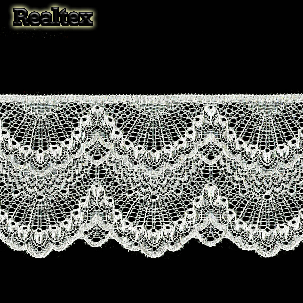 Кружево стрейч Реалтекс  90мм SF 6037-11 (20м) цв.светло-молочный 