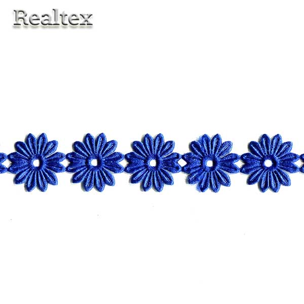 Тесьма  Realtex 25мм 5-4 "Ромашка" на бобине цв.электрик