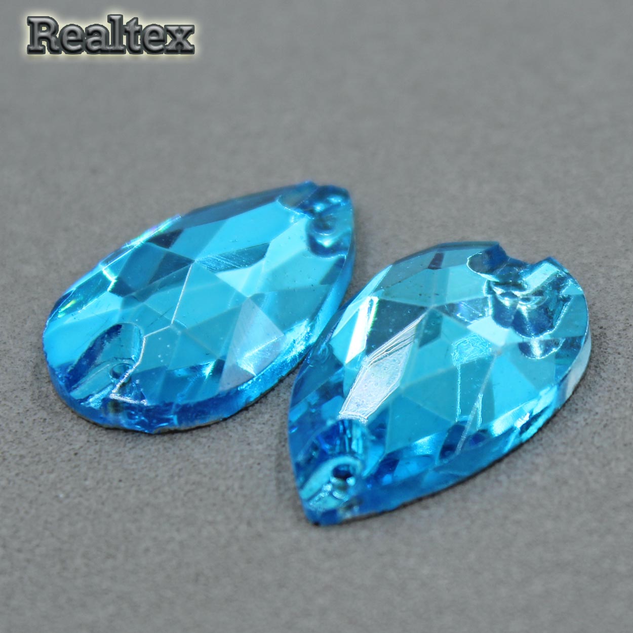 Стразы пришивные стекло капля 16*25мм Realtex цв.10 Blue