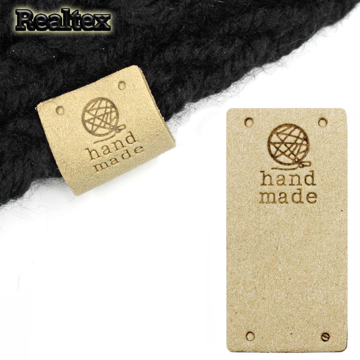 Бирка пришивная замша Реалтекс №05 "HandMade" цв.бежевый