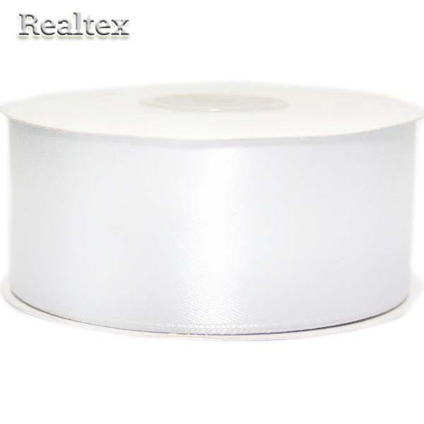 Лента атласная 38мм (27,4м) Realtex цв.белый
