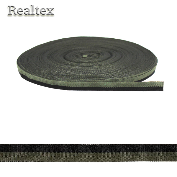 Тесьма лампасная Рубчик NET6710 10мм цв.хаки/чёрный 