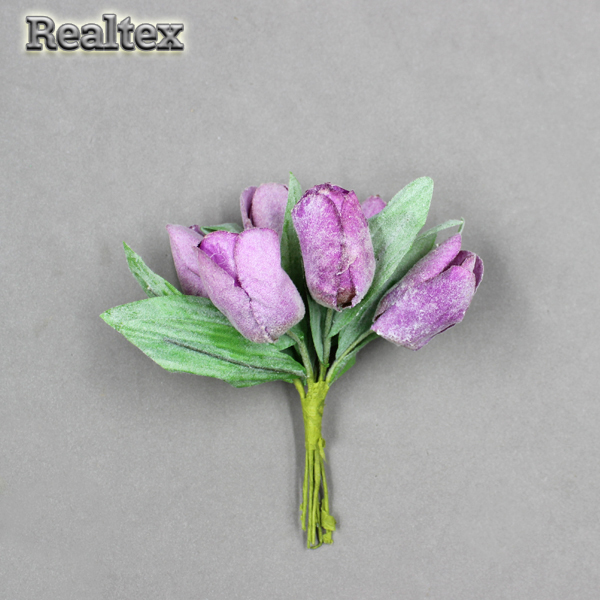 Декоративный букетик Realtex F "Тюльпаны" (1 букетиков*6шт) цв.пепельно-темносиреневый