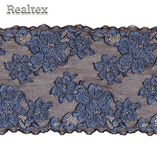 Кружево капроновое 165мм (Турция) H108 0322100 цв.черный/синий 