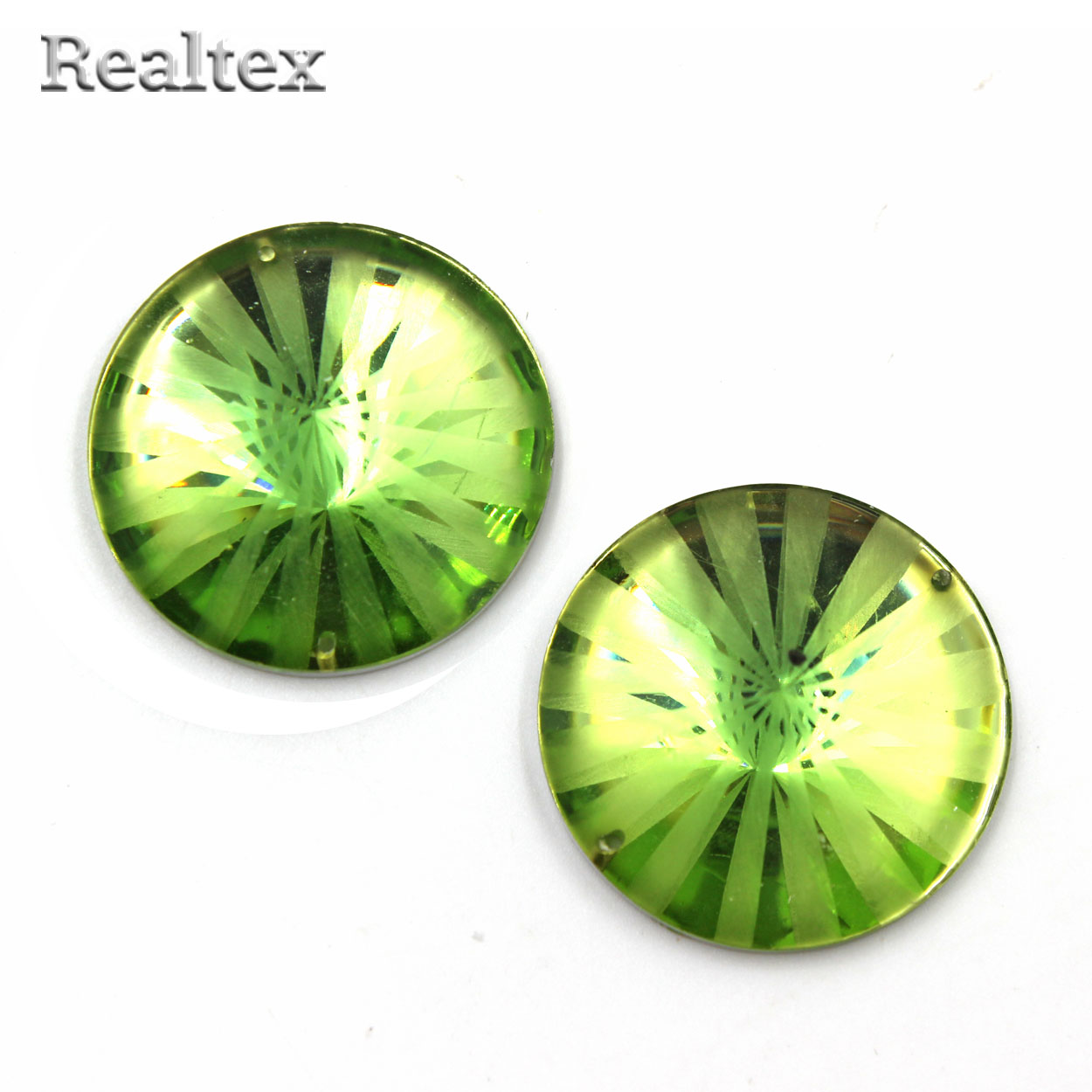 Стразы пластиковые пришивные AB-8 большие цв.салатовый