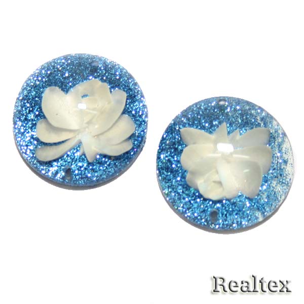 Стразы пластиковые пришивные AB-7 большие цв.голубой 