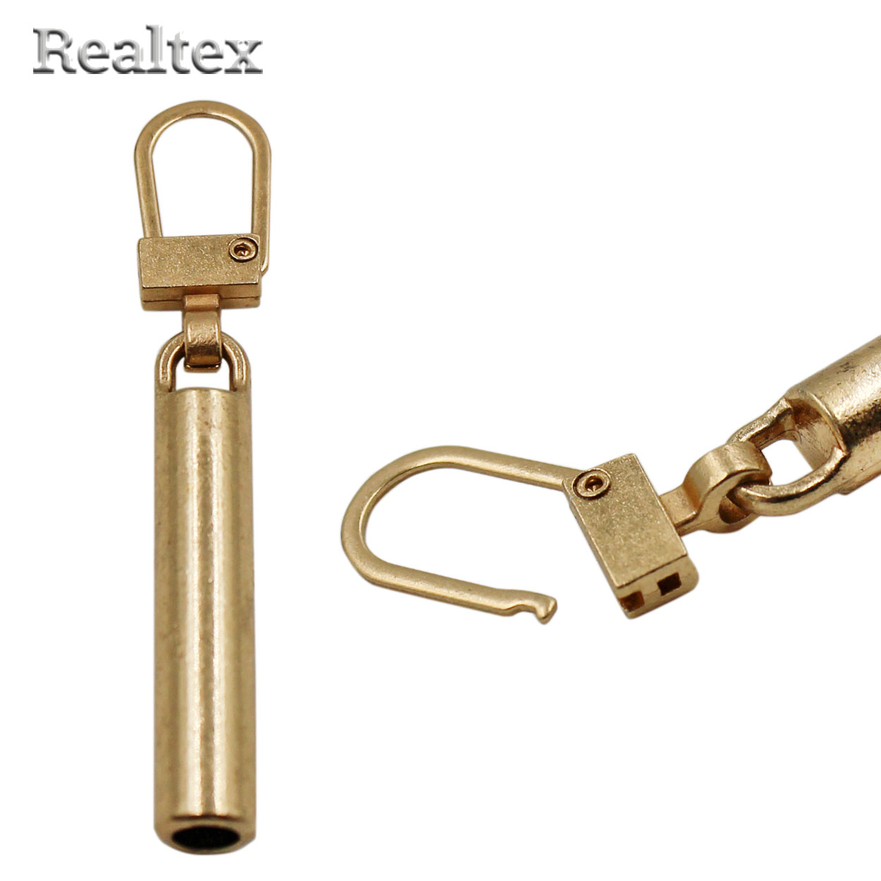 Пуллер для бегунка Realtex съемный, декоративный "Трубочка" (25шт) цв.золото