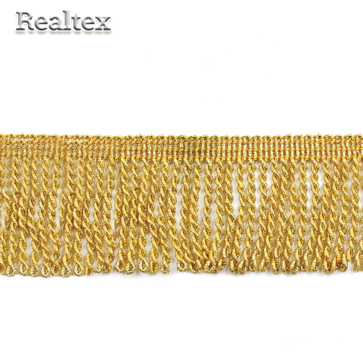 Бахрома Realtex металлизированная 50мм 10460 цв.светлое золото