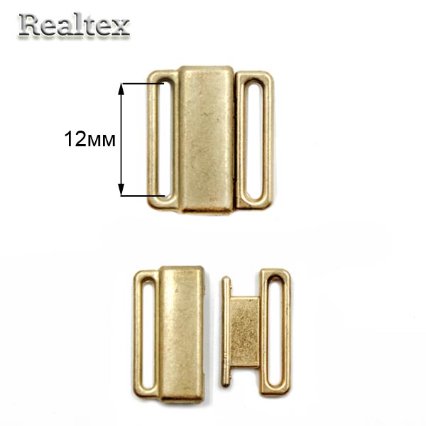 Застежка для купальника металлическая Realtex 12мм (25шт) цв.платина