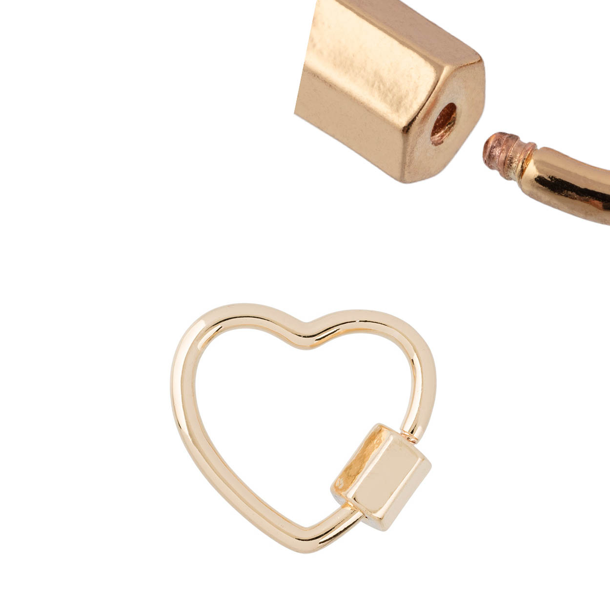 Застежка для бижутерии "Zlatka" карабин FMK-V02 "сердце" 18*19мм цв.02 золото