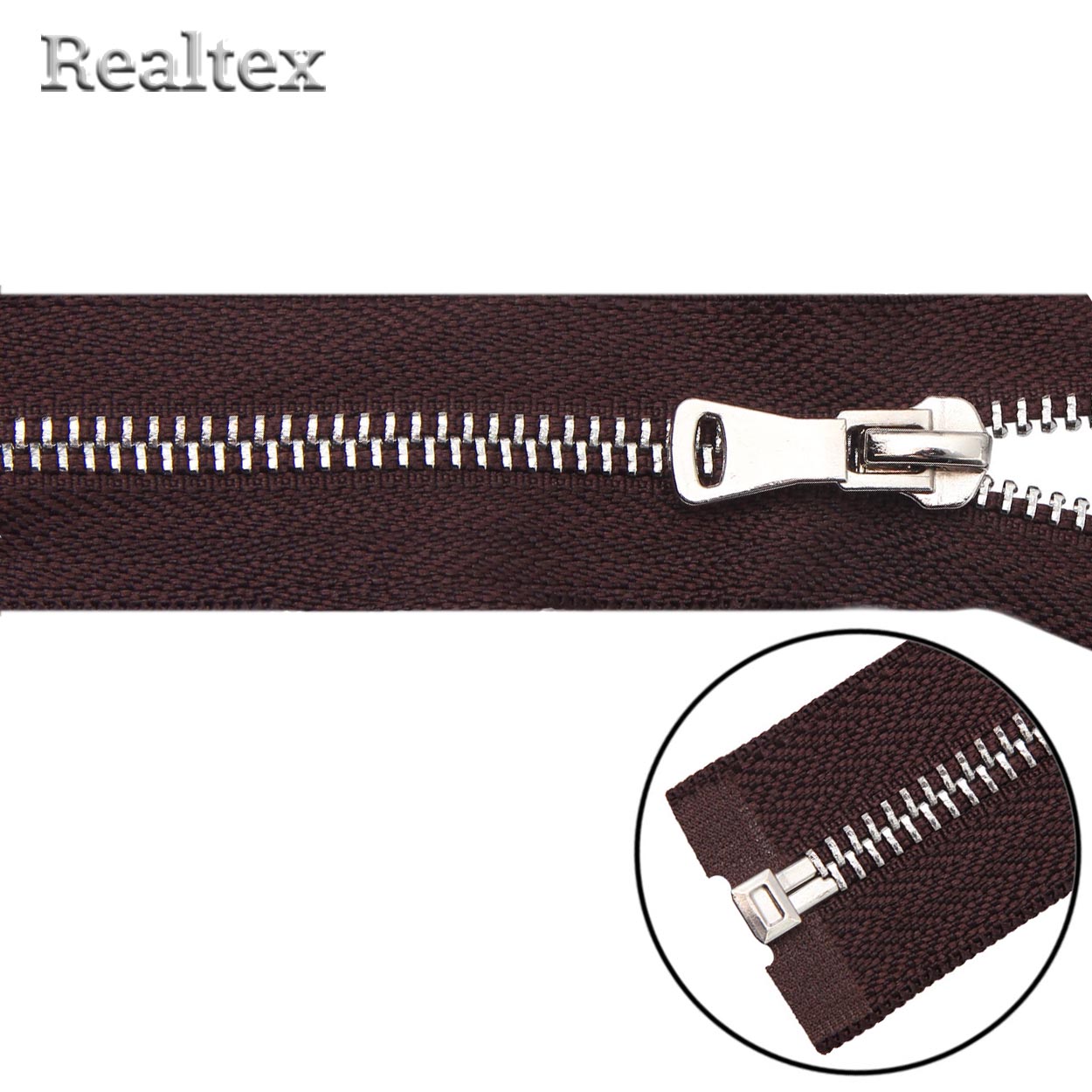 Молния металл Т.5 80см разьемная цв.никель/141 темно-коричневый