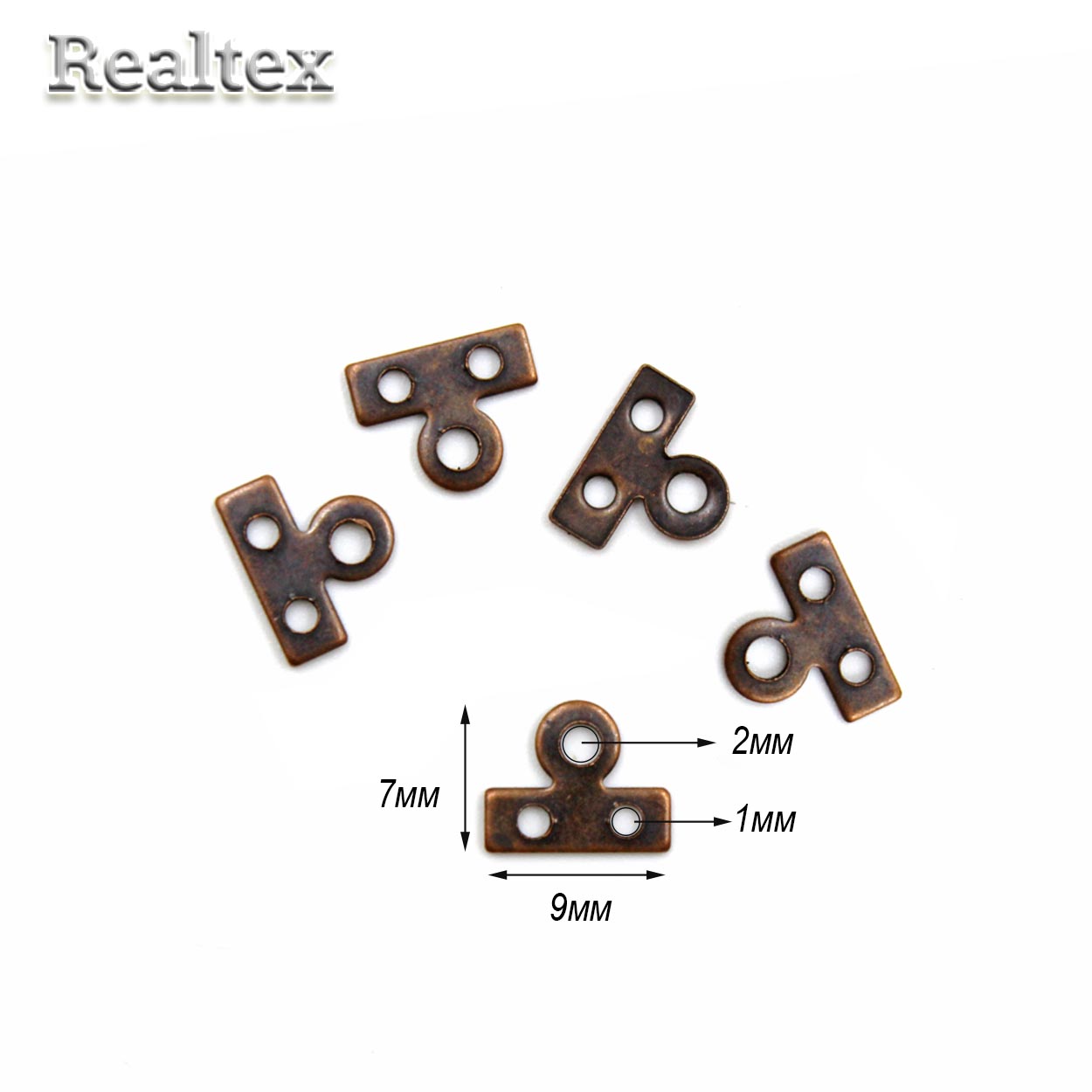 Держатель "Realtex" для 2 нитей 9*7мм (50шт) цв.медь