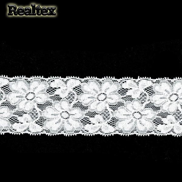 Кружево стрейч Realtex  50мм HSS 1623 цв.белый