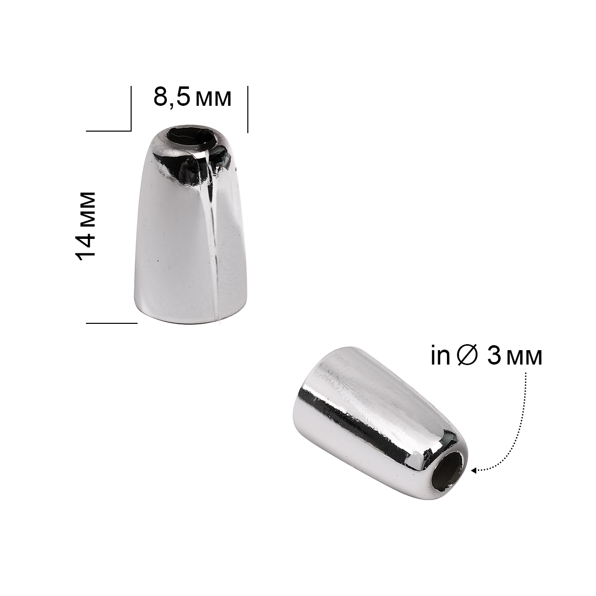 Наконечник пластик TBY 0316 8,5х14мм (50шт) цв.никель 