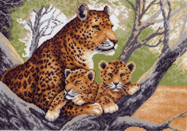 Рисунок на канве МП №615 "Гепард с малышами" 37х49см
