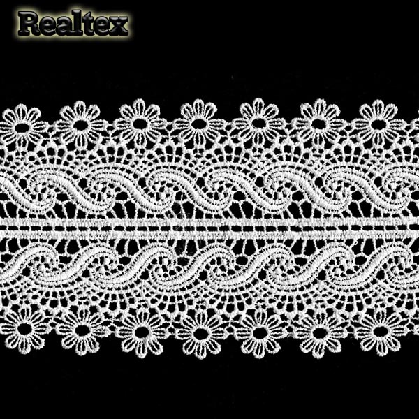 Кружево  гипюр  Realtex 112мм LF-7057 цв.02 белый  