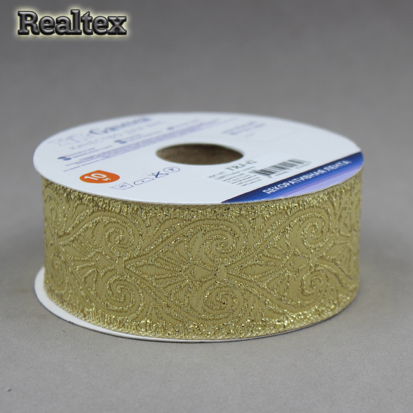 Тесьма жакардовая TRJ-42 35мм (10м) цв.золото 