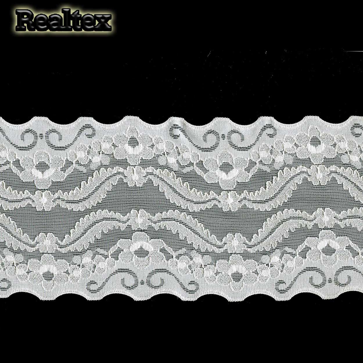 Кружево стрейч Реалтекс 100мм RX 1022 (15м) цв.светло-молочный