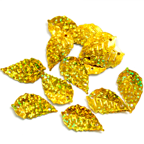 Пайетки "Астра" (10гр) "листочки" 13*25мм цв.А20 золото голограмма