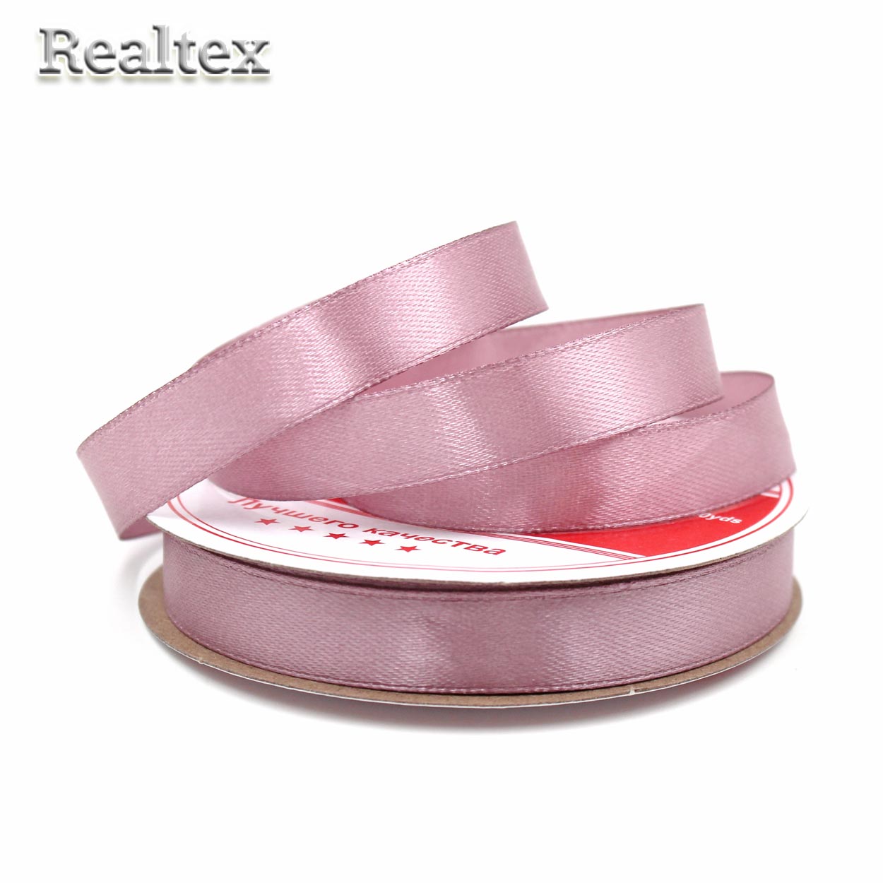 Лента атласная 12мм Realtex (27,4м) цв.072RS старо-розовый
