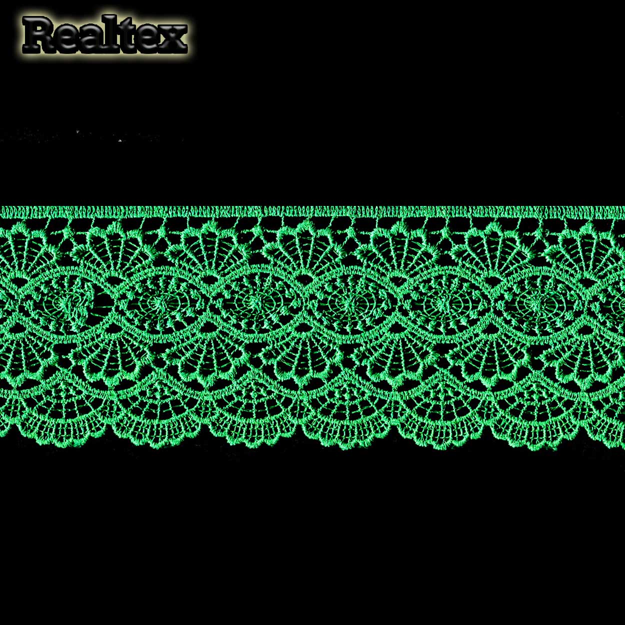 Кружево  гипюр  Realtex  70мм LF-6046/T6406 цв.430 зеленая трава
