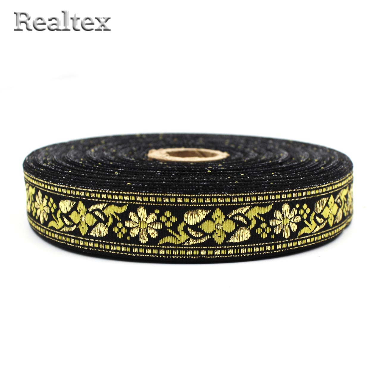 Тесьма жакардовая 24мм с1857г17 рис.9033 "в" (25м) цв.черный/золото