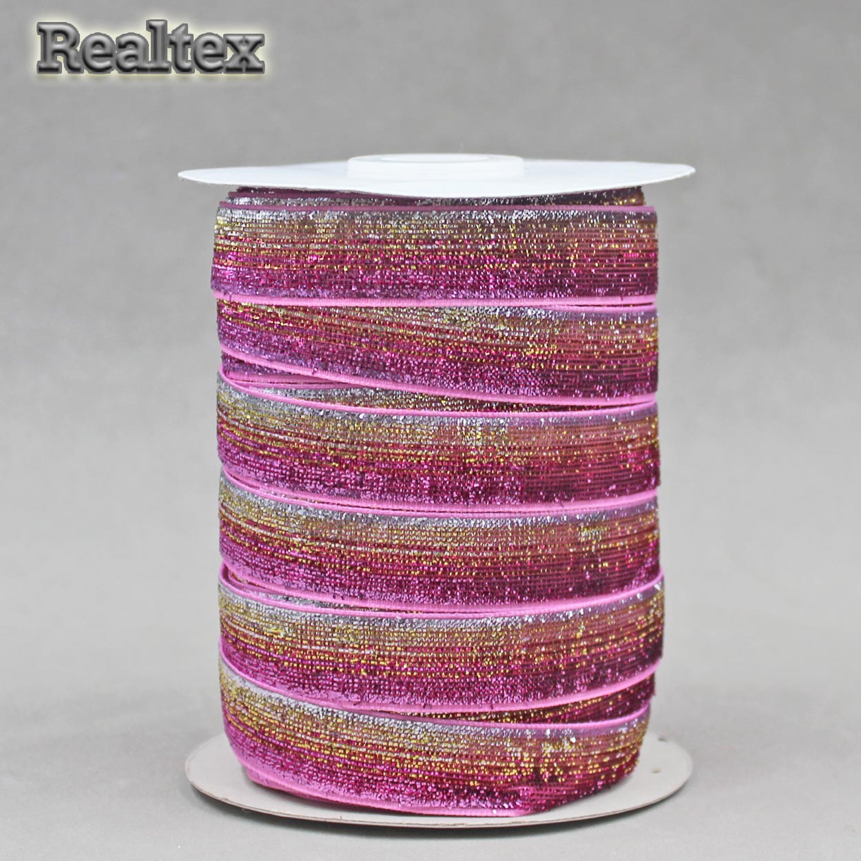 Лента бархатная люрекс RS 15мм цв.52 mix