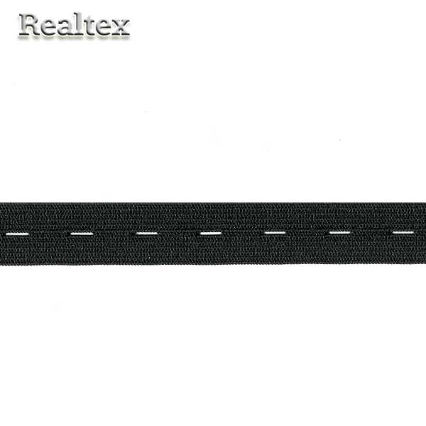 Резинка вязаная Realtex перфорированная 20мм цв.черный 