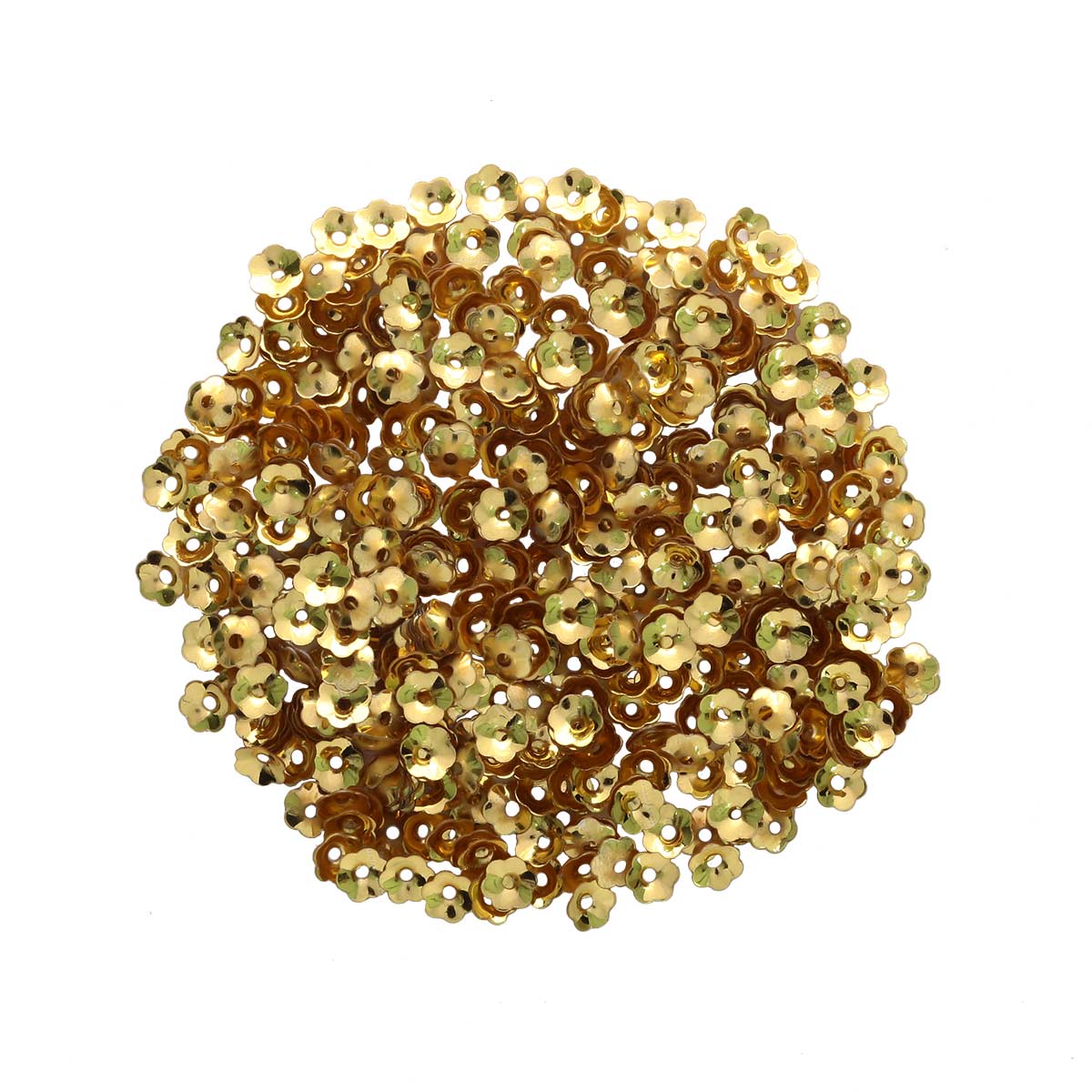 Пайетки "Астра" (10гр) "цветочки объёмные 387" 5мм цв.А06 светлое золото