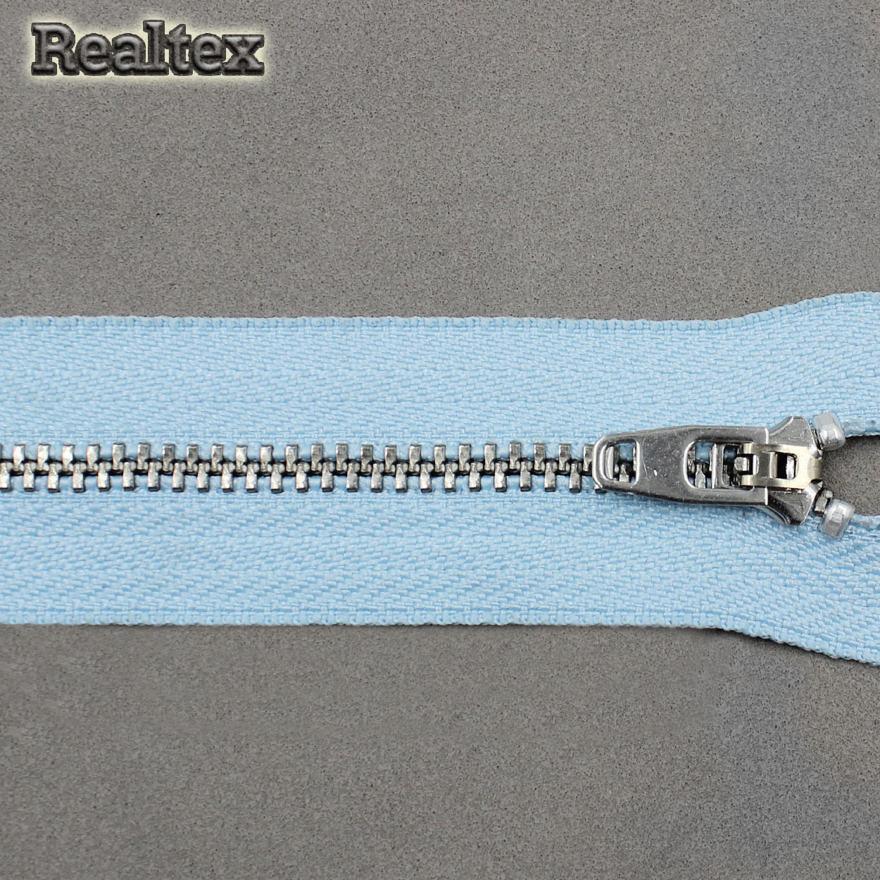 Молния джинсовая  Реалтекс латунь Т.4,5 "Кобра" 14см цв.голубой/никель 