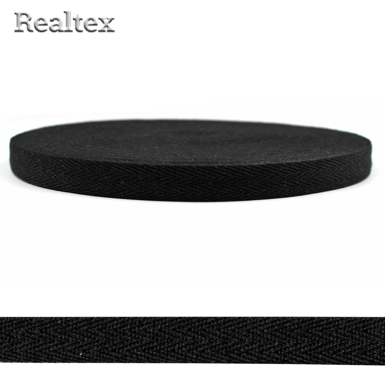 Тесьма киперная 10мм Realtex (50м) цв.черный