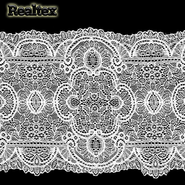 Кружево стрейч Realtex 220мм HL 9129 цв.белый
