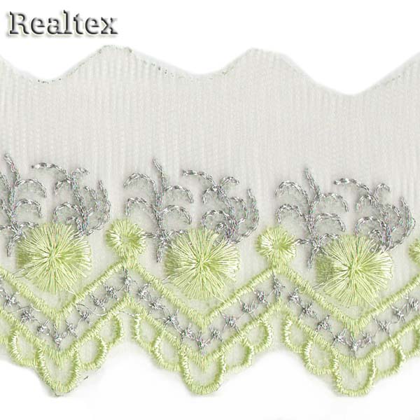 Кружево на сетке  60мм RY-1 цв.салатовый 