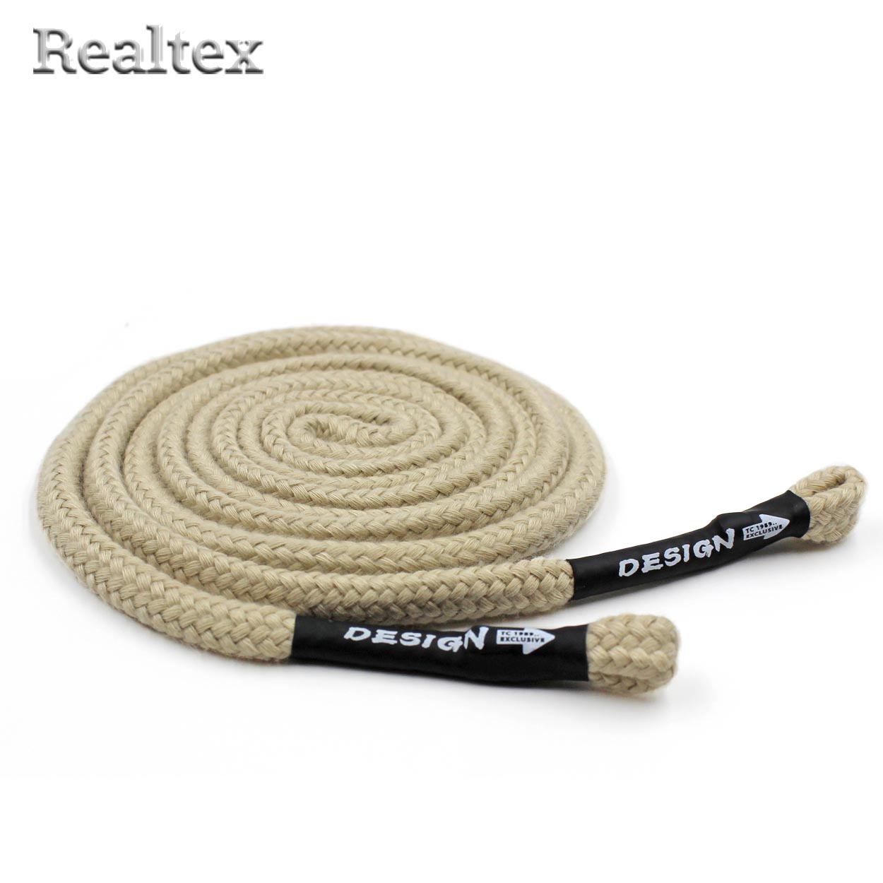 Шнур с наконечниками Realtex R- 6 круглый с наконечником Desigh шир.8мм дл.140см (10шт) цв.светло-бежевый